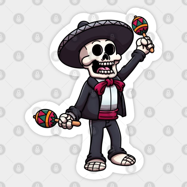 Mariachi Skeleton Sticker by TheMaskedTooner